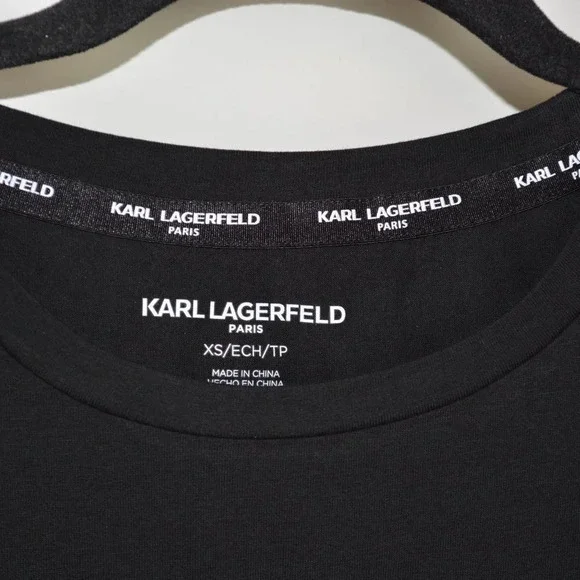 NWT KARL LAGERFELD PARIS TOP SIZE XS BLACK MULTICOLOR BLACK - Picture 2 of 4